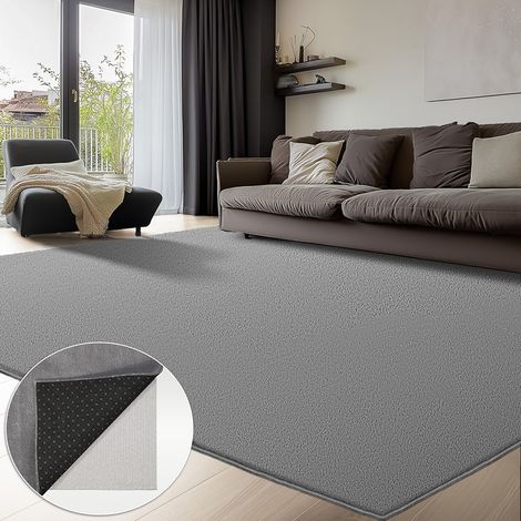 VOUNOT® Tappeto Morbido a Pelo Corto 200x300 cm con Doppio Sistema Antiscivolo, Stile Moderno, Grigio