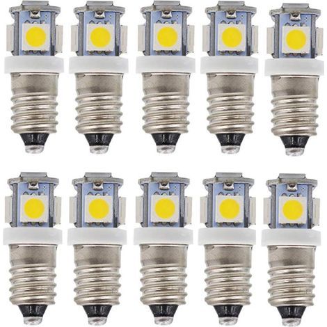 E10 AC LED Ampoules-10 pcs 6V 5 lampes LED-E10 Miniature Vis 50Lm (AC 6V) (1/5)