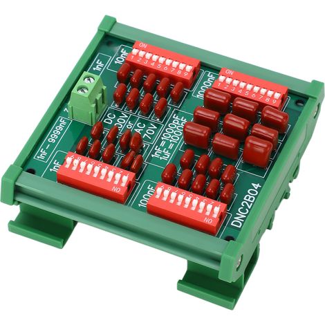 Condensateur programmable DNC2B04 4 chiffres, étage 1nF, film polypropylène, 100V DC/70V AC, montage rail DIN, précision 1% (1/5)