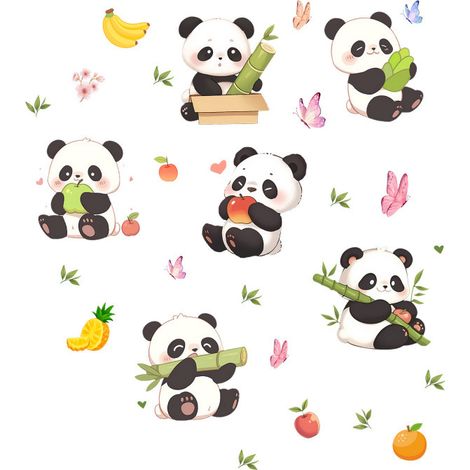 1pièc Décoration murale - Art mural - Sticker Mural Autocollant -Autocollants en verre,Panda et bambou(70x 75cm) (1/5)