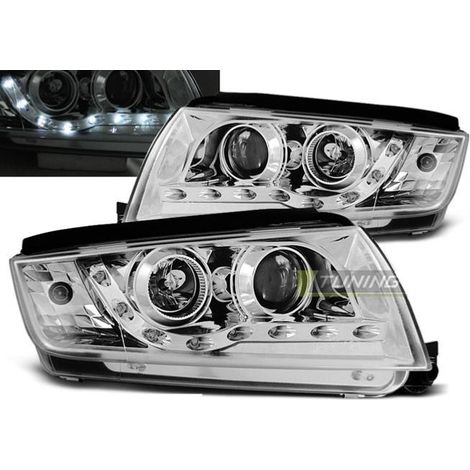 Paire de feux phares Skoda Fabia 99-08 Daylight led chrome-27361807 (1/2)
