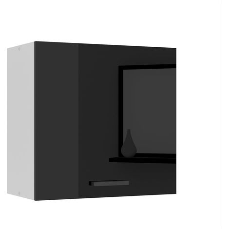 BELINI Meuble Haut Cuisine SG60 I Meubles de Cuisine - Mural, Rangements, 1 Porte I Taille: 29,6 x 60 x 58 cm I Armoire Murale avec Poignée en Métal I Couleur: Noir très Brillant (1/5)