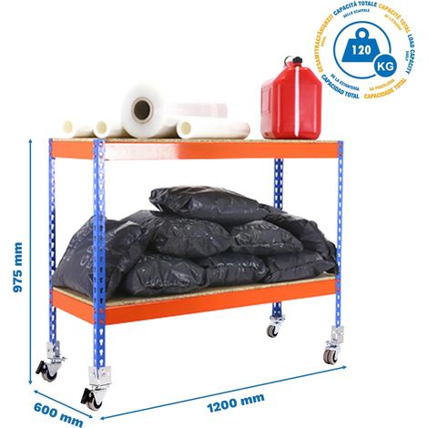 Simonrack Praktisches Regal blau orange Holz 2 Ebenen