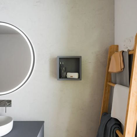 25x25cm Gris mat Mod. Ardenne armoire de toilette ouverte suspendue