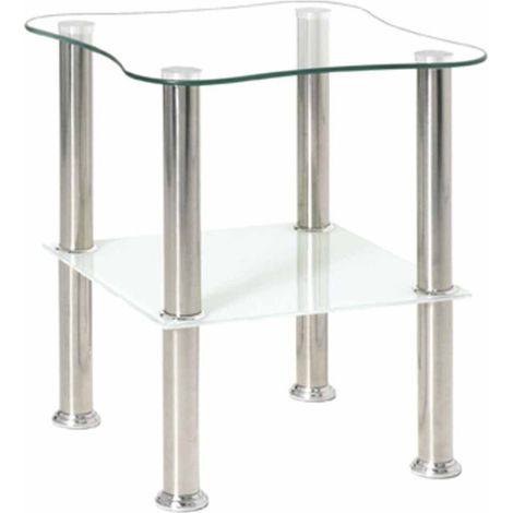 Table d'Appoint en Verre "Henia" 47cm Blanc