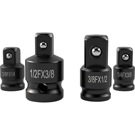 4pcs Adaptateur Douille Acier Chrome-Molybdène (CR-MO) - Adaptateurs Carrés pour Cliquet : 3/8" vers 1/4", 1/4" vers 3/8", 1/2" vers 3/8", 3/8" vers 1/2" - Raccord Douille Réducteur (1/5)