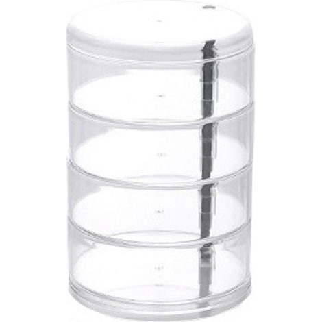 Organisateur de bureau transparent pour cosmétiques - Rotatif, compartimenté à plusieurs niveaux, style industriel, anti-poussière (1/5)
