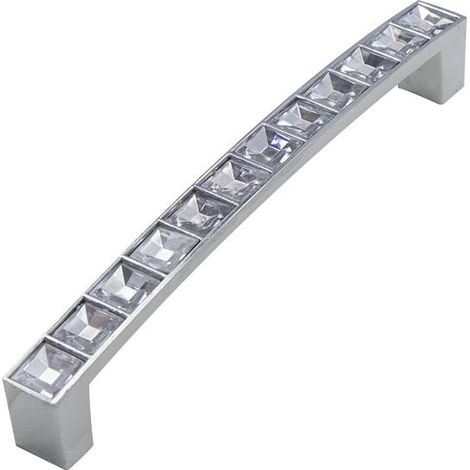 Poignées de tiroir en verre diamant, boutons de poignée d'armoire en cristal strass transparent pour commode, placard, cuisine (5, distance des trous 128 mm/5) (1/5)