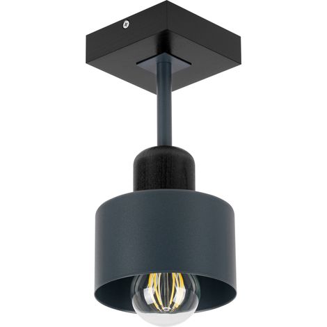 Lámpara de techo negra de madera y metal de estilo escandinavo, 1xE27, iluminación LED moderna para salón, cocina, dormitorio, habitación infantil, loft. (1/5)