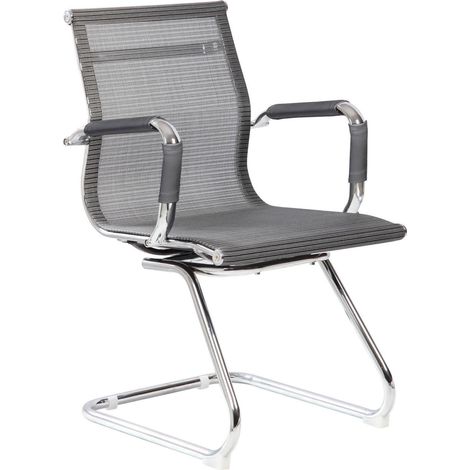 Dmora - Silla de oficina Dgoldon, Sillas de oficina para sala de espera con reposabrazos, Silla ergonómica para sala de espera, 62x54h89 cm, Gris