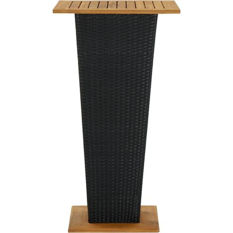 vidaXL Tavolino da Tè Nero 60x60x110 cm Polyrattan e Massello (1/3)