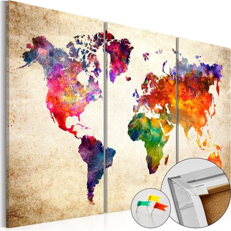 Tableau en liège Corkboard Map in Watercolor - 120 x 80 cm (1/4)