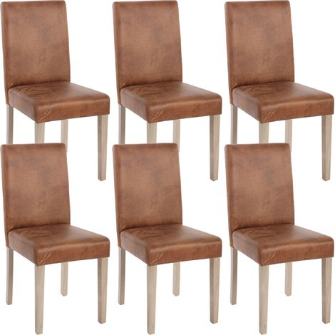 Lote de 6 sillas de comedor Littau, silla silla de cocina, textil, imitación ante, patas estructura - roble