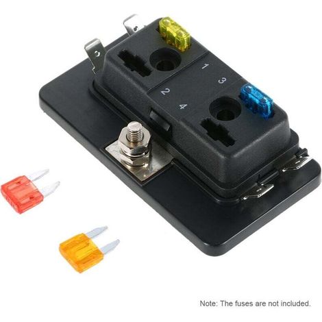 Zoternen Support de mini-boîtier à lames 4 voies APM ATM 5 A 10 A 25 A pour voiture, bateau, tricycle marin 12 V 24 V