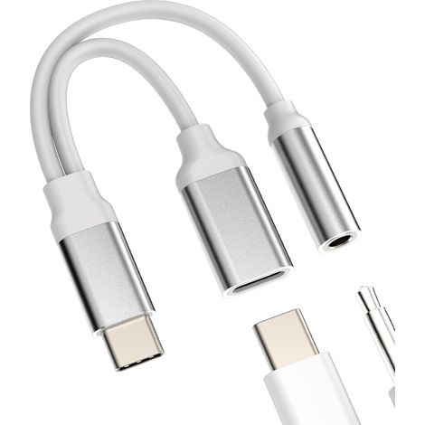 Adaptateur Jack USB C vers Ecouteur 3.5mm(2en1) Casque Chargeur Cable Écouteur AUX Audio Câble Compatible pour Samsung Apple iPhone 15 Pro Max Plus iPad Xiaomi Huawei Adapteur Voiture Auxiliaire (1/5)
