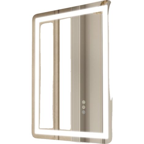 Espejo de baño LED, 50x70 cm, iluminación frontal/trasera, memoria antivaho, 3 niveles de intensidad regulables, montaje en pared, espejo rectangular. (1/2)