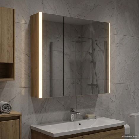 vidaXL Armario con espejo de baño Roble artisan 73.5 x 15.5 x 70 cm (1/5)