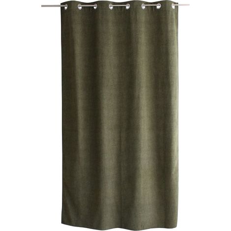 Rideau thermique NUUK 140 x 240 cm – Doublure polaire – Velours marbré - 140x240cm - Vert foncé (1/4)