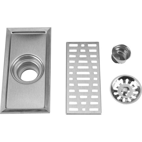 Grille de sol rectangulaire 20x10cm en acier épais - Siphon de douche antirouille pour salle de bain et cuisine