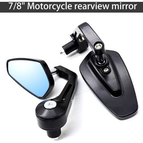 Espejos retrovisores para motocicleta de 7/8" (22 mm), espejos retrovisores antirreflejo para manillar, espejos laterales para Yamaha, Suzuki, Kawasaki, NPTERBL (1/4)