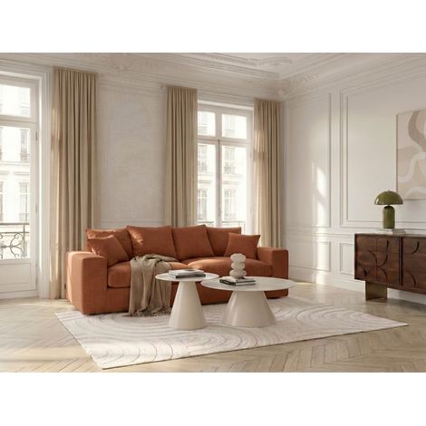 BOBOCHIC - Canapé droit fixe 2 places NEVADA tissu chenille Orange (1/5)