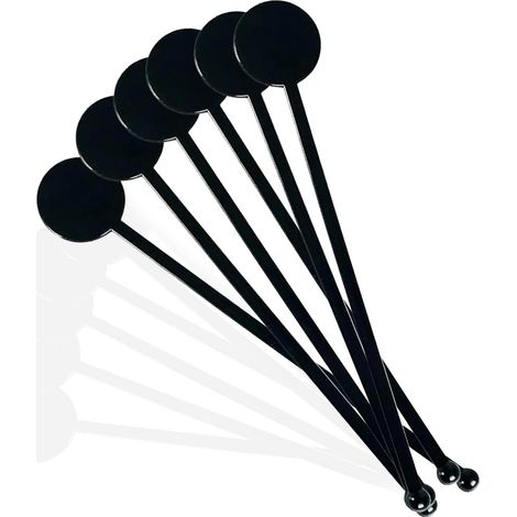 Lot de 160 bâtonnets mélangeurs noirs en plastique de 18 cm (7 pouces), agitateurs à disque rond pour cocktails, café, whisky et toutes les boissons, idéaux pour les bars à domicile, les fêtes et un u (1/5)