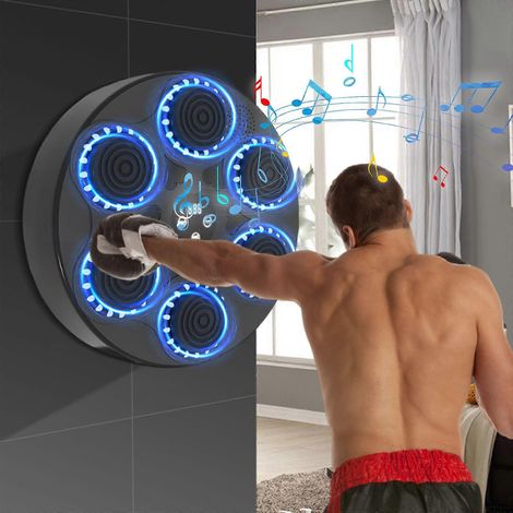 Machine de boxe musicale avec gants de boxe, Bluetooth, pour enfants et adultes, fixation murale, équipement d'entraînement de boxe pour la maison, le bureau et la salle de sport (1/5)