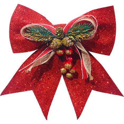 Nœud Papillon De Noël - Ruban En Polyester Non Tissé - Décoration Murale Extérieure Intérieure - Pour Arbre De Noël Balcon Cheminée - 1 Pièce (1/2)