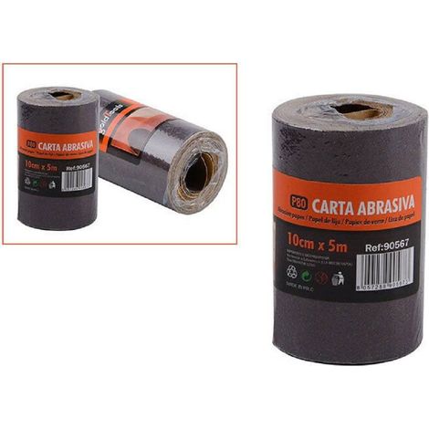 TrAdE Shop Traesio - 2 Rotoli Carta Vetrata Abrasiva 5 Metri Grana P80 Levigare Smussare -