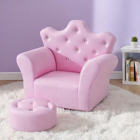 Canapé enfant avec pouf en simili cuir rose rosa 58 x 405 x 49 cm (1/5)