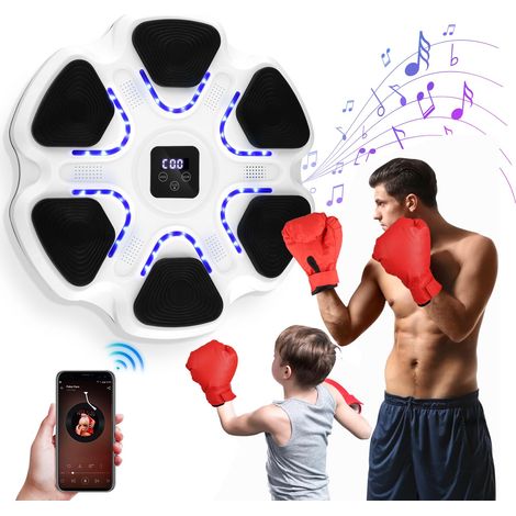 Musikalische Boxmaschine für Kinder, wiederaufladbare Bluetooth-Musikboxmaschine zur Wandmontage mit 3 Geschwindigkeitsstufen, Boxhandschuhen, coolen Lichtern, Kinderboxen
