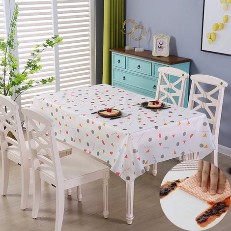 Lot de 2 nappes rectangulaires en plastique (137 x 183 cm) - Nappes PEVA extra épaisses et résistantes à l'huile - Motif à carreaux - Protection de table (1/5)