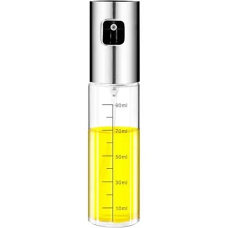 Bouteille d'huile pulvérisateur en acier inoxydable avec brosse et entonnoir, pour cuisine et sportifs. (1/5)