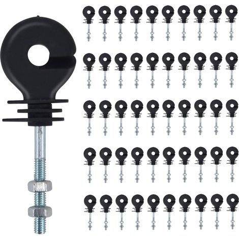 Isolateurs à Visser,50pcs isolateur Cloture Electrique Clous d'isolation de clôture électronique Isolateur de Poteau de clôture,Accessoires de clôture électronique,pour Poteau en Bois,98mm (1/3)