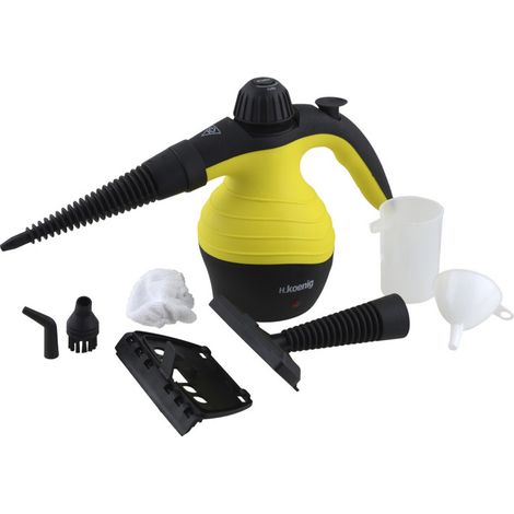 Nettoyeur vapeur compact 1000W – Pression 4 bars – Débit vapeur 30 g/min – Capacité 250 mL – Accessoires inclus – Hkoenig
