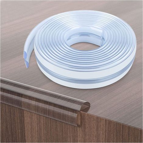 2m Clear Soft Silicone Corner Protector Strip with Strong Adhesive Pre-glued for Sharp Corners of Cabinets, Tables, Drawers (1/4)