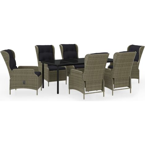 Maison Exclusive - 7-tlg. Garten-Essgruppe Braun