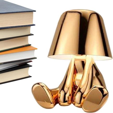 Tischlampe „Goldener Mann“, Nachtlicht und Kunstdekoration (Skulptur)