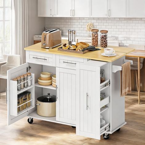 Buffet coloris blanc en MDF 129 x 65 x 91 cm (1/5)