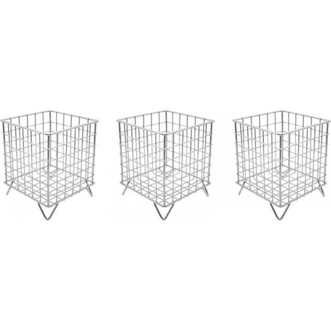 Lot de 3 paniers carrés en fil métallique pour capsules de café (argent) (1/3)