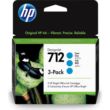 HP Inc. HP 712 3x Cyan Tintenpatrone (3ED77A) (1/3)