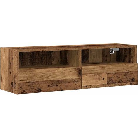 Meuble TV mural suspendu rangement moderne 100 x 30 x 30 cm en bois d'ingénierie ancien