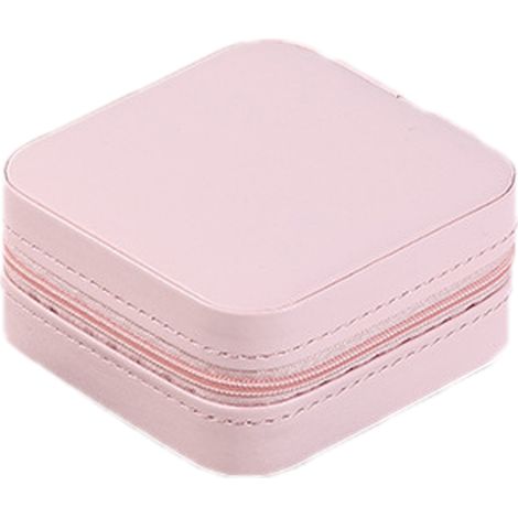Étui à bijoux de voyage compact, mini boîte à bijoux en cuir PU rose pour maison et déplacements (1/5)