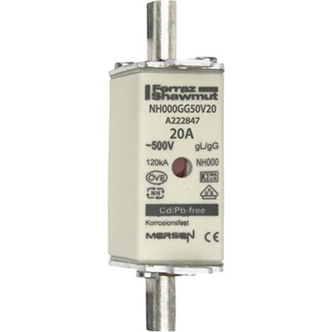 Mersen 1B637.000000 Fusible NH Taille du fusible = 000 20 A 500 V 1 pc(s) S557001 (1/2)