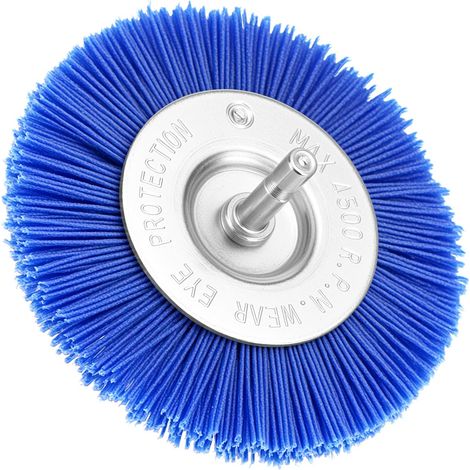 Brosse Perceuse Nylon 100 mm pour Poncage Fin et Polissage - Grain 180, Tige Hexagonale 1/4", Compatible Perceuse, Visseuse (1/5)