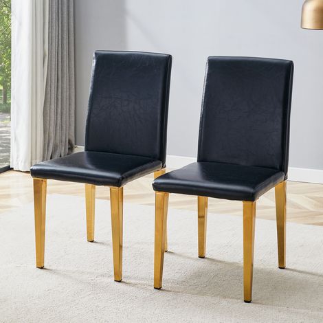 Conjunto 2 sillas comedor PU metal negro dorado OKMYHOME (1/5)