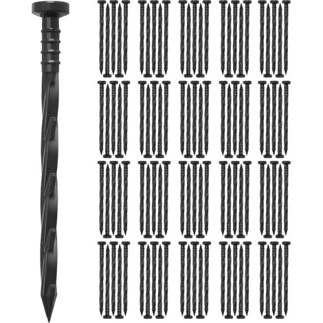 Lot de 100 piquets de bordure en plastique de 20 cm pour ancrer les barrières anti-mauvaises herbes, les bordures de pavés et les allées en herbe (1/5)
