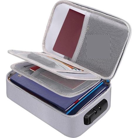 Petit coffre-fort Porte-documents important plusieurs couches ignifuge boîte à documents accessoires de stockage sac de fichiers sécurisé for les cartes de paperasserie en espèces (1/5)