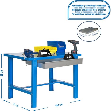 -CAHERSA- MESA DE TRABAJO SIMONWORK BT6 PRO METAL 1BOX 1200 AZUL