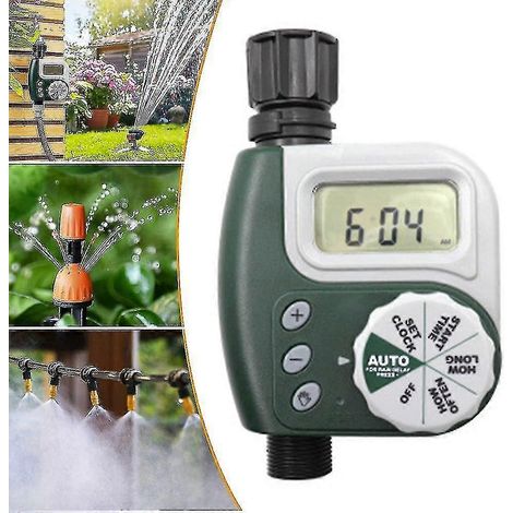 Minuteur d'arrosage numérique, horloge d'arrosage étanche avec écran LCD, programmation automatique et gain de temps, idéal pour le jardin, la serre et l'agriculture. (1/5)